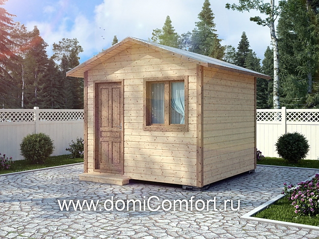 каркасный хозблок с двухскатной крышей